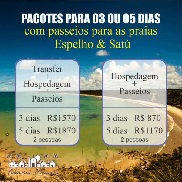 transfer + hospedagem + Passeios em caraíva é com a Caraíva Brasil